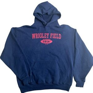 Vintage Wrigley Field‎ Hoodie Navy Blue Chicago Cubs Baseball Sweatshirt XL
